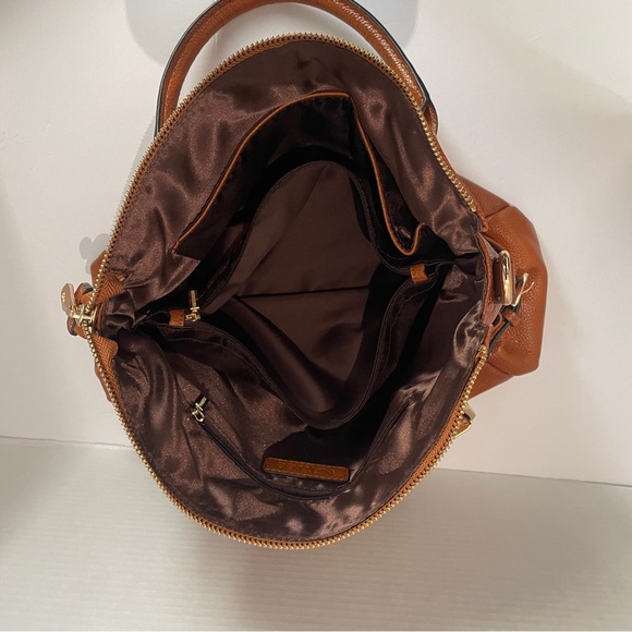 Used Kattee Tan Pebbled Genuine Leather Tote Bag Does not have shoulder strap - Picture 7 of 8